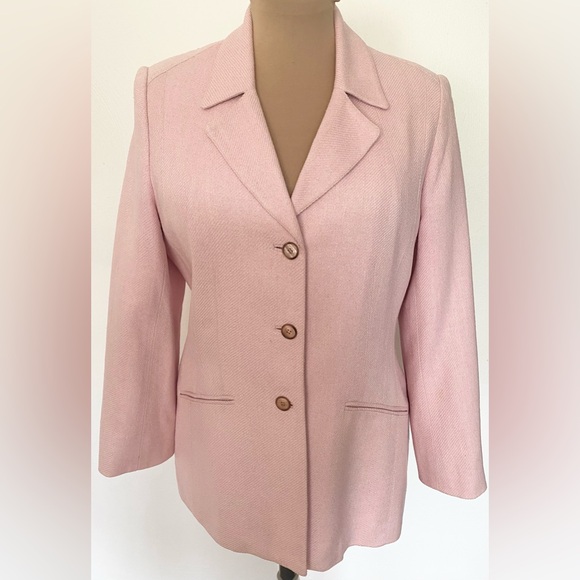 Vintage 90s CARLISLE Silk Blazer *Size 12* Pink Tailored Preppy Career Jacket - Picture 2 of 9